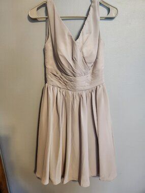 LoveVox Dress Soft Gray Ruched fabric boned bodice Size 8